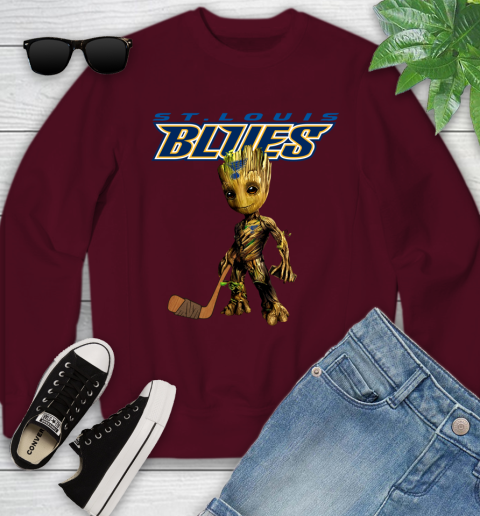 St.Louis Blues NHL Hockey Groot Marvel Guardians Of The Galaxy Youth Sweatshirt 5