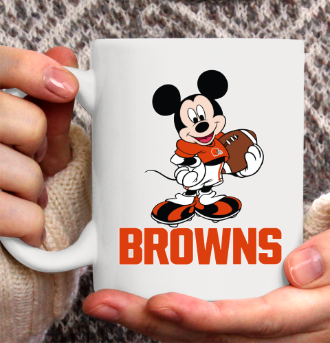 NFL Football Cleveland Browns Cheerful Mickey Mouse Shirt Ceramic Mug 11oz 2