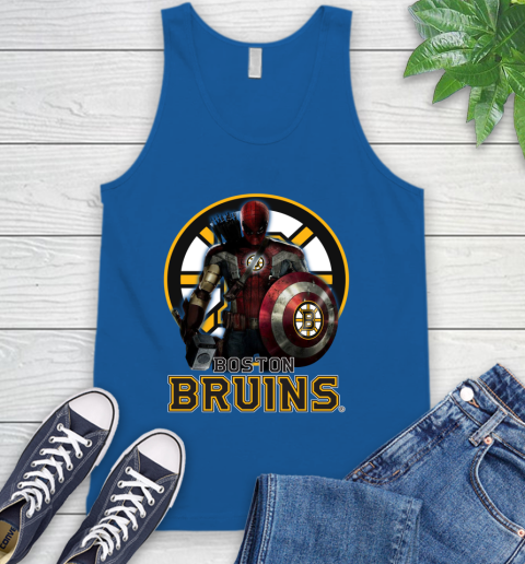 NHL Captain America Thor Spider Man Hawkeye Avengers Endgame Hockey Boston Bruins Tank Top 5