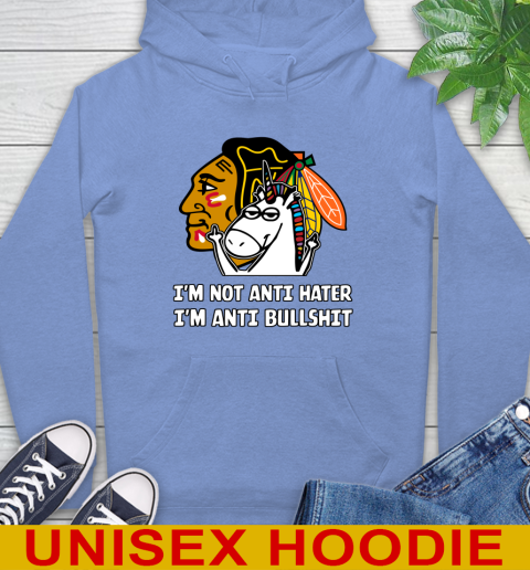 Chicago Blackhawks NHL Hockey Unicorn I'm Not Anti Hater I'm Anti Bullshit Hoodie 11