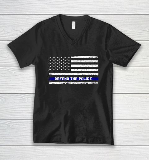 Defend The Blue Shirt  Defend The Police American Flag Thin Blue Line 2020 V-Neck T-Shirt