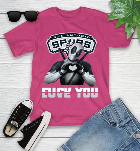 NBA San Antonio Spurs Deadpool Love You Fuck You Basketball Sports Youth T-Shirt 11