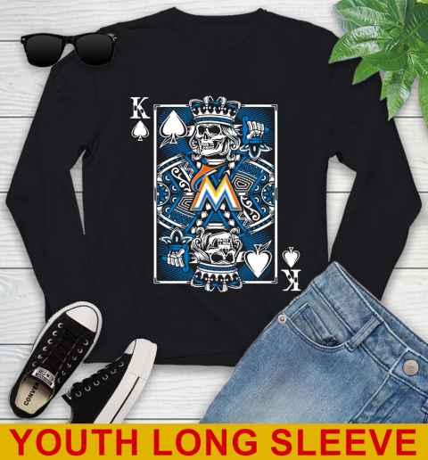 Miami Marlins MLB Baseball The King Of Spades Death Cards Shirt Youth Long Sleeve