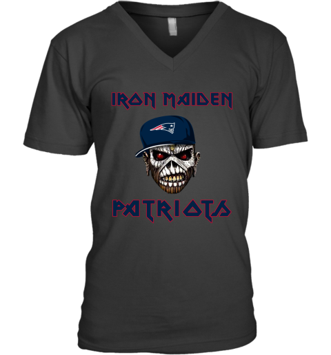 NFL New England Patriots Iron Maiden Rock Band Music Football Sports WSRkVJHSSoP v neck unisex 8 95 151514 front black