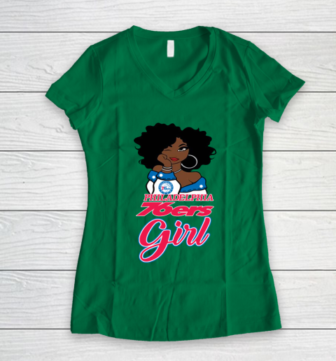 Philadelphia 76ers Girl NBA Women's V-Neck T-Shirt 5