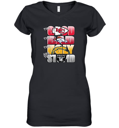 NFL Good Bad Ugly Stupid Mashup Kansas City Chiefs Women's V-Neck T-Shirt