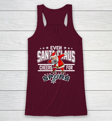 San Antonio Spurs Even Santa Claus Cheers For Christmas NBA Racerback Tank 2