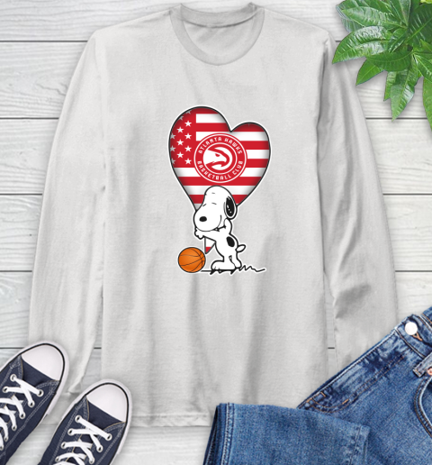 Atlanta Hawks NBA Basketball The Peanuts Movie Adorable Snoopy Long Sleeve T-Shirt