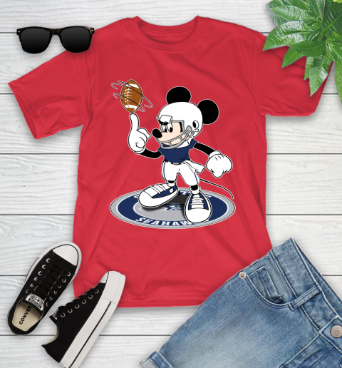 NFL Football Seattle Seahawks Cheerful Mickey Disney Shirt Youth T-Shirt 10