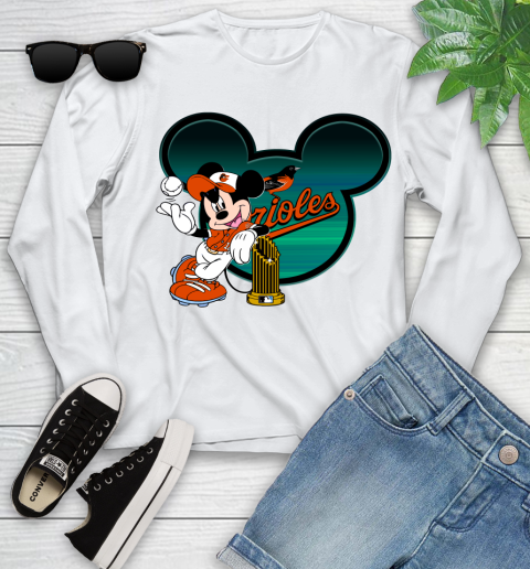 MLB Baltimore Orioles The Commissioner's Trophy Mickey Mouse Disney Youth Long Sleeve