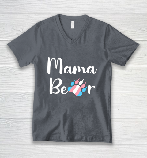 Mama Bear Transgender Mom T Shirt Trans Pride Gift V-Neck T-Shirt 4