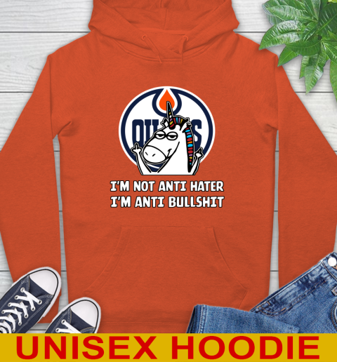 Edmonton Oilers NHL Hockey Unicorn I'm Not Anti Hater I'm Anti Bullshit Hoodie 5