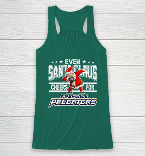Nashville Predators Even Santa Claus Cheers For Christmas NHL Racerback Tank 5