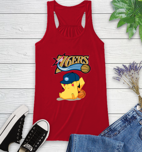 NBA Pikachu Basketball Sports Philadelphia 76ers Racerback Tank 6