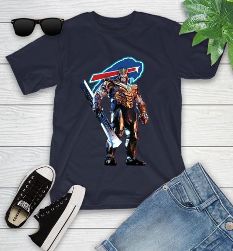 NFL Thanos Gauntlet Avengers Endgame Football Buffalo Bills Youth T-Shirt 3