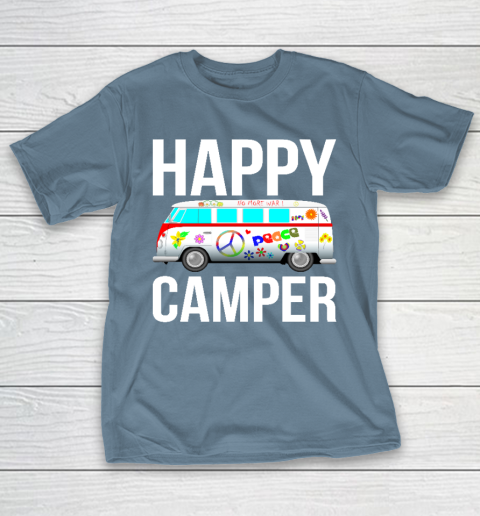 Happy Camper Camping Van Peace Sign Hippies 1970s Campers T-Shirt 16