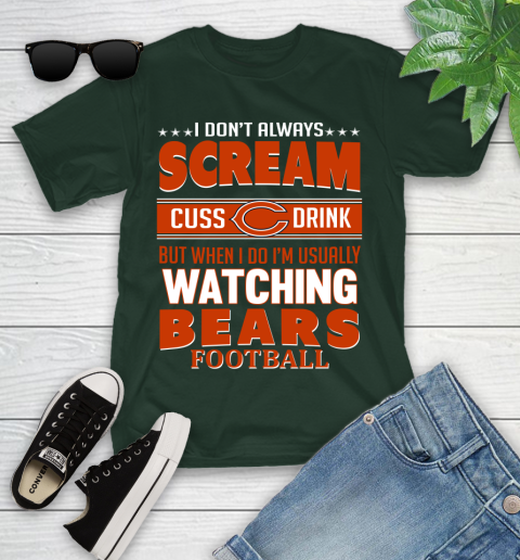 Chicago Bears NFL Football I Scream Cuss Drink When I'm Watching My Team Youth T-Shirt 5