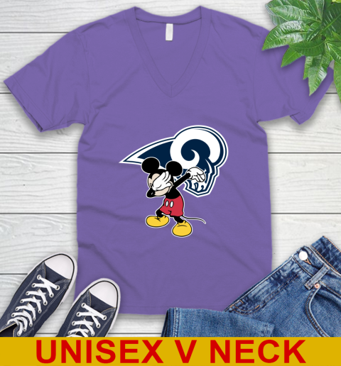 Los Angeles Rams NFL Football Dabbing Mickey Disney Sports V-Neck T-Shirt 9
