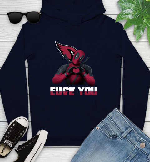 NHL Arizona Cardinals Deadpool Love You Fuck You Football Sports Youth Hoodie 3