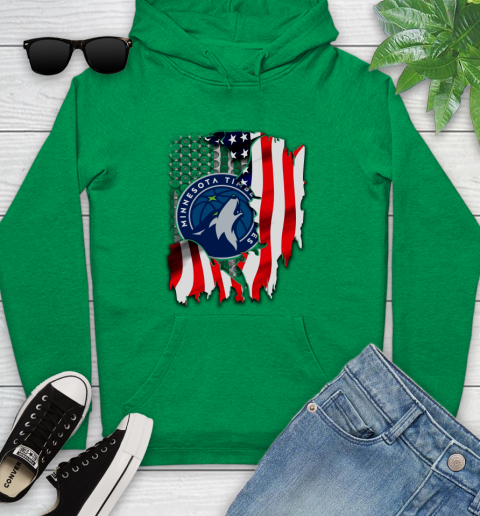 Minnesota Timberwolves NBA Basketball American Flag Youth Hoodie 9