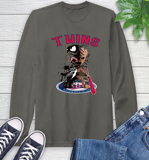 MLB Minnesota Twins Baseball Venom Groot Guardians Of The Galaxy Long Sleeve T-Shirt 8