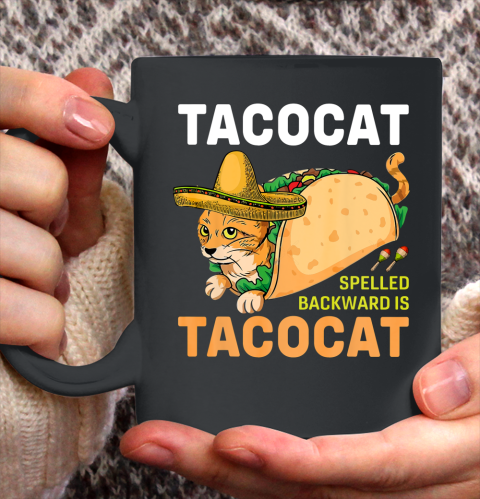 Tacocat Spelled Backwards is Tacocat Funny Cat Ceramic Mug 11oz