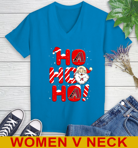 Arizona Diamondbacks MLB Baseball Ho Ho Ho Santa Claus Merry Christmas Shirt Women's V-Neck T-Shirt 7