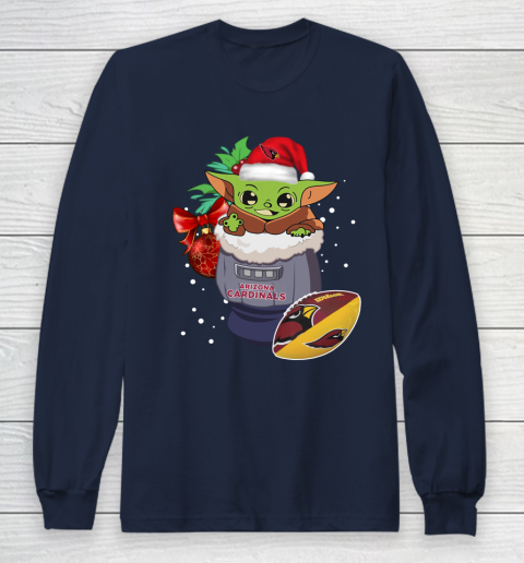 Arizona Cardinals Christmas Baby Yoda Star Wars Funny Happy NFL Long Sleeve T-Shirt 4