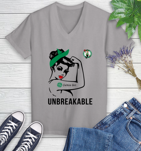 NBA Boston Celtics Girl Unbreakable Basketball Sports Women's V-Neck T-Shirt 2