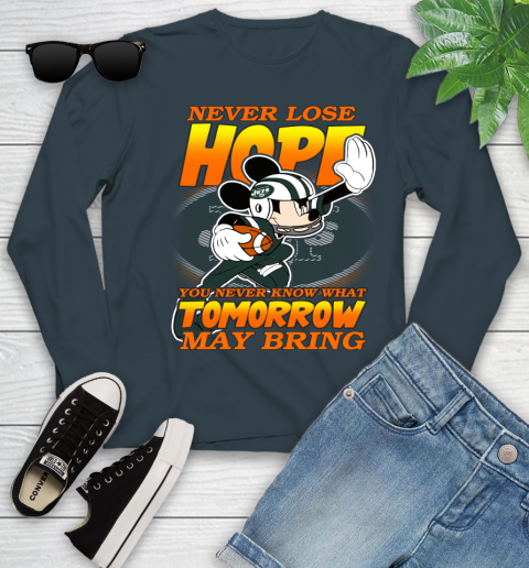 New York Jets NFL Football Mickey Disney Never Lose Hope Youth Long Sleeve 9