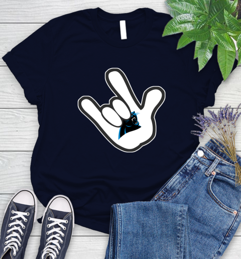 Carolina Panthers NFL Football Mickey Rock Hand Disney Women's T-Shirt 3