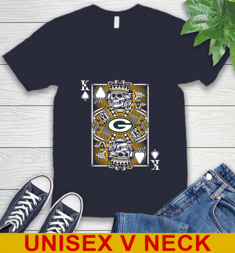 Green Bay Packers NFL Football The King Of Spades Death Cards Shirt V-Neck T-Shirt 2