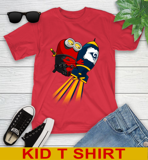 NFL Football Los Angeles Rams Deadpool Minion Marvel Shirt Youth T-Shirt - Image 12