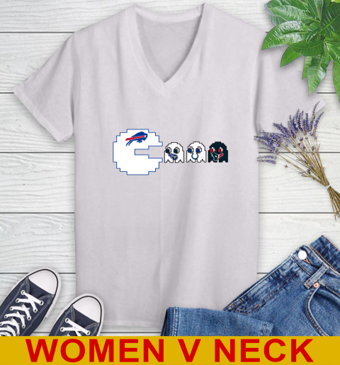 Buffalo Bills NFL Football Pac Man Champion Women's V-Neck T-Shirt