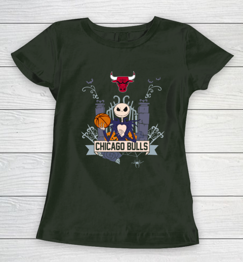 NBA Chicago Bulls Basketball Jack Skellington Halloween Women's T-Shirt 4