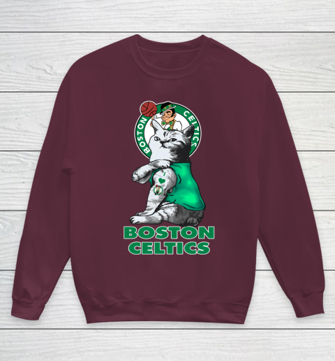 NBA Basketball My Cat Loves Boston Celtics Youth Sweatshirt 4