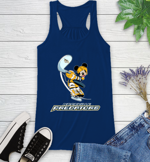 NHL Hockey Nashville Predators Cheerful Mickey Mouse Shirt Racerback Tank 8