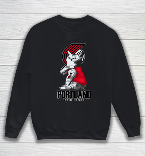 NBA Basketball My Cat Loves Portland Trail Blazers Sweatshirt