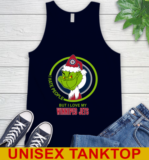 Winnipeg Jets NHL Christmas Grinch I Hate People But I Love My Favorite Hockey Team Tank Top 3