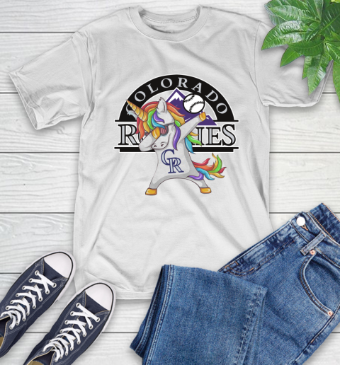 Colorado Rockies MLB Baseball Funny Unicorn Dabbing Sports T-Shirt