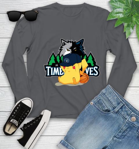 NBA Pikachu Basketball Sports Minnesota Timberwolves Youth Long Sleeve 8