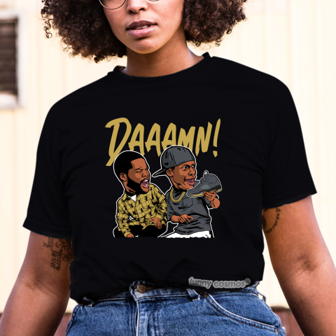 Air Jordan 5 OFF WHITE Black Matching Sneaker Tshirt Daaame Meme 2 Black and white Jordan Tshirt