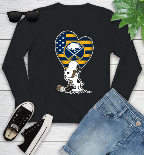 Buffalo Sabres NHL Hockey The Peanuts Movie Adorable Snoopy Youth Long Sleeve 2