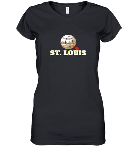 Saint Louis Red Cardinal Shirt Baseball Hometown 2019 Women's V-Neck T-Shirt