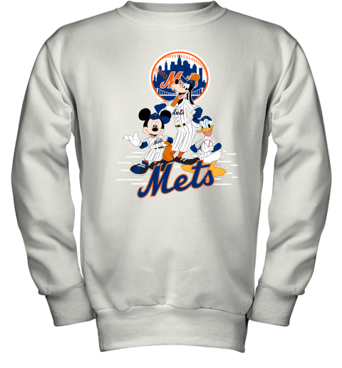New York Mets Mickey Donald And Goofy Baseball Youth Sweatshirt