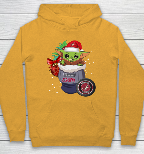 Arizona Coyotes Christmas Baby Yoda Star Wars Funny Happy NHL Hoodie 3