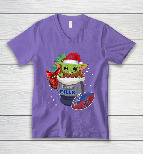 Buffalo Bills Christmas Baby Yoda Star Wars Funny Happy NFL V-Neck T-Shirt 9