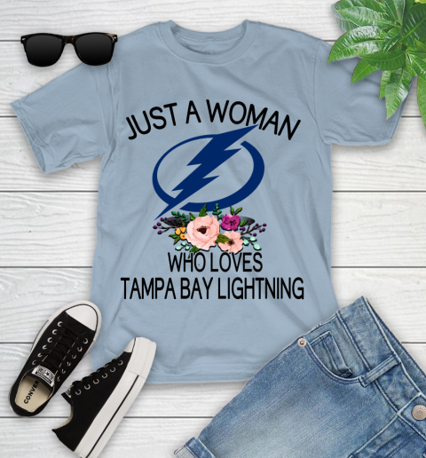NHL Just A Woman Who Loves Tampa Bay Lightning Hockey Sports Youth T-Shirt 6