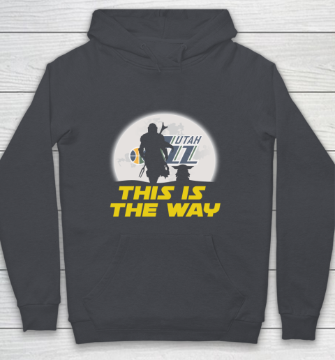 Utah Jazz NBA Basketball Star Wars Yoda And Mandalorian This Is The Way Youth Hoodie 5