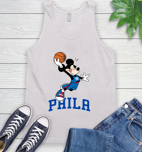 NBA Basketball Philadelphia 76ers Cheerful Mickey Mouse Shirt Tank Top 2